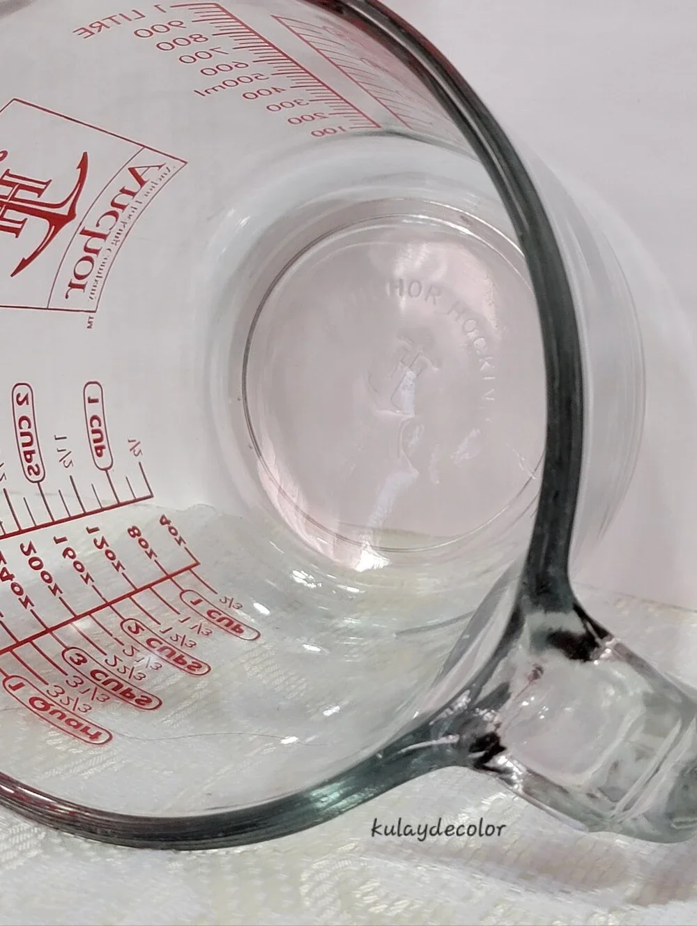 Anchor Hocking 4 Cup 1 Quart Glass Measuring Cup Red Lettering 32 oz 1 Liter